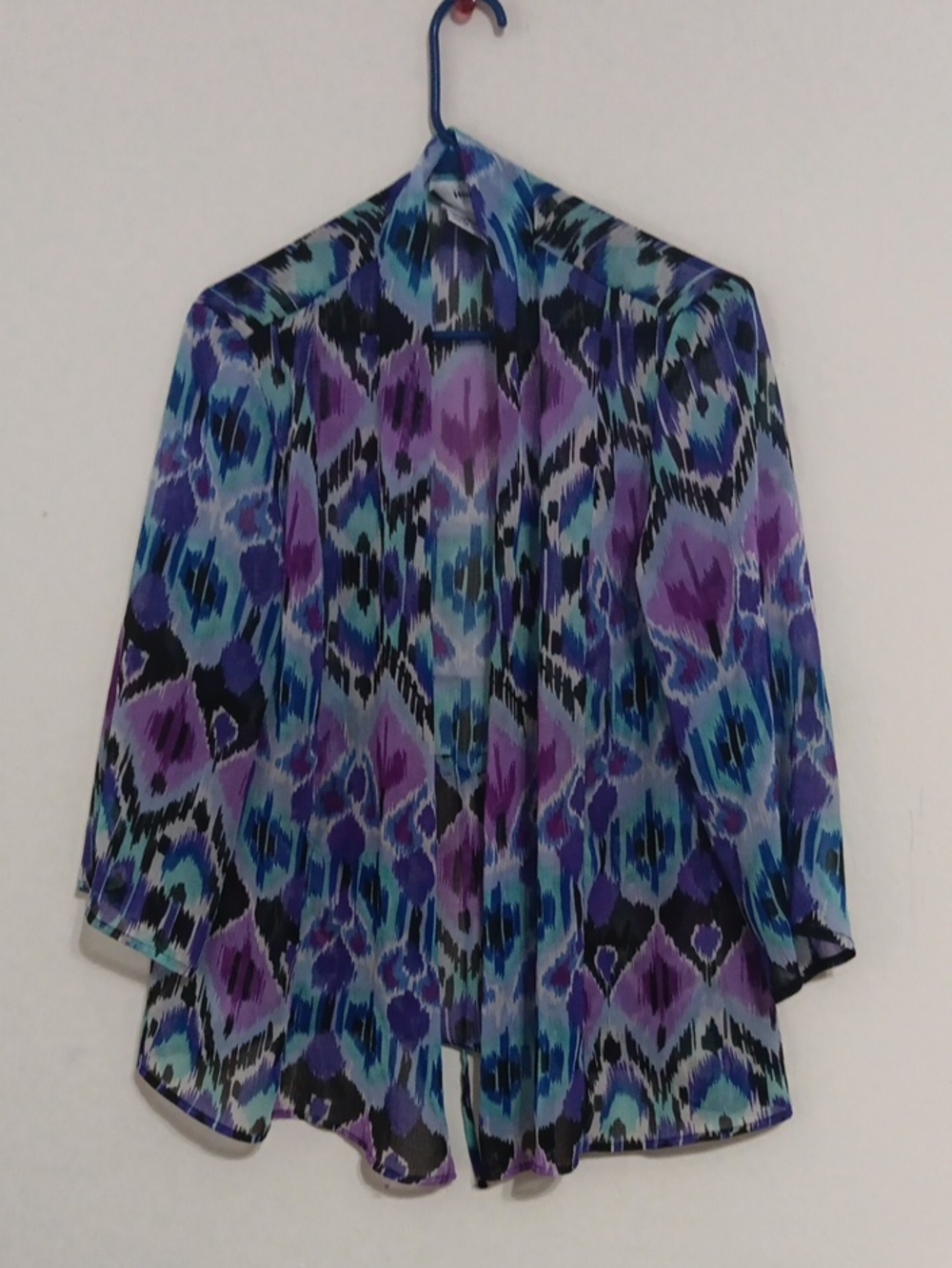 Worth Blue, Purple & Black Sheer Ikat Kimono